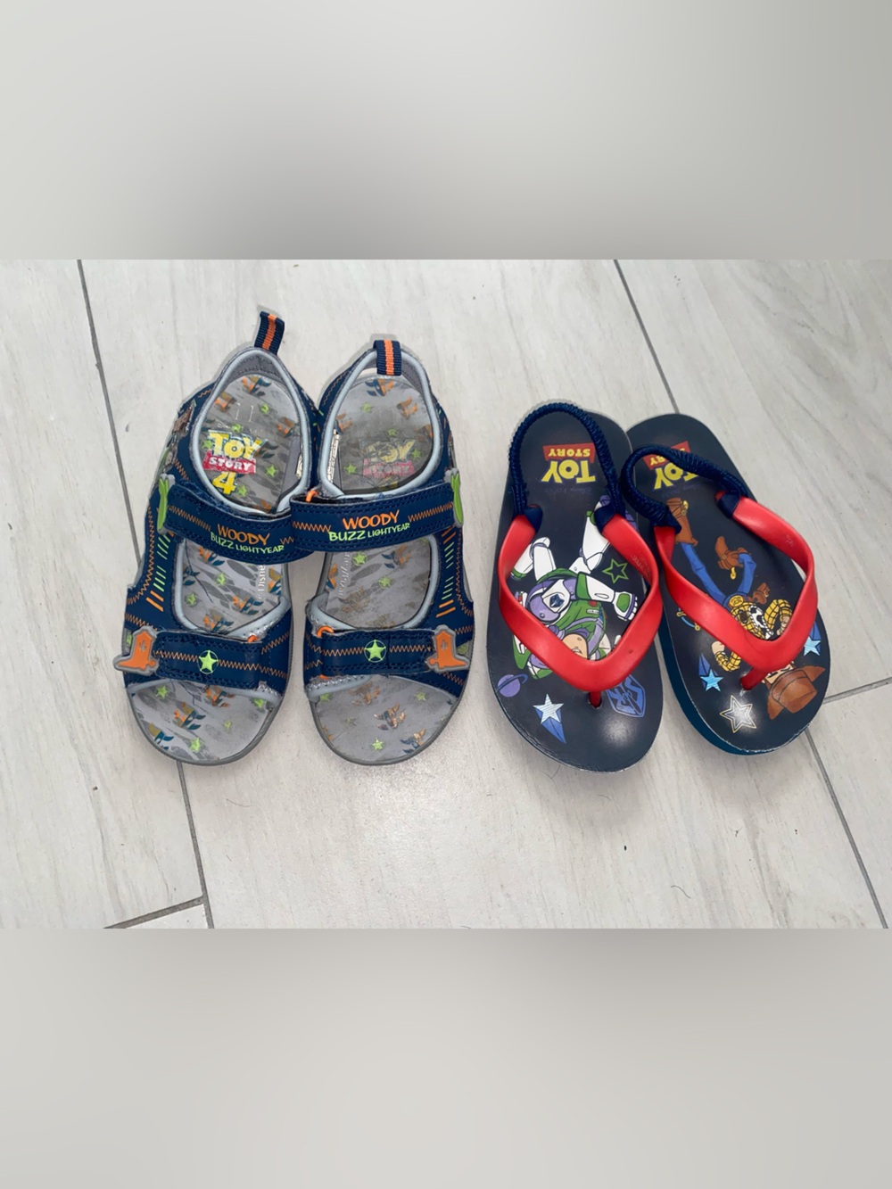 Disney Toy Story Navy Sandals and Navy Flip Flops with Red Straps